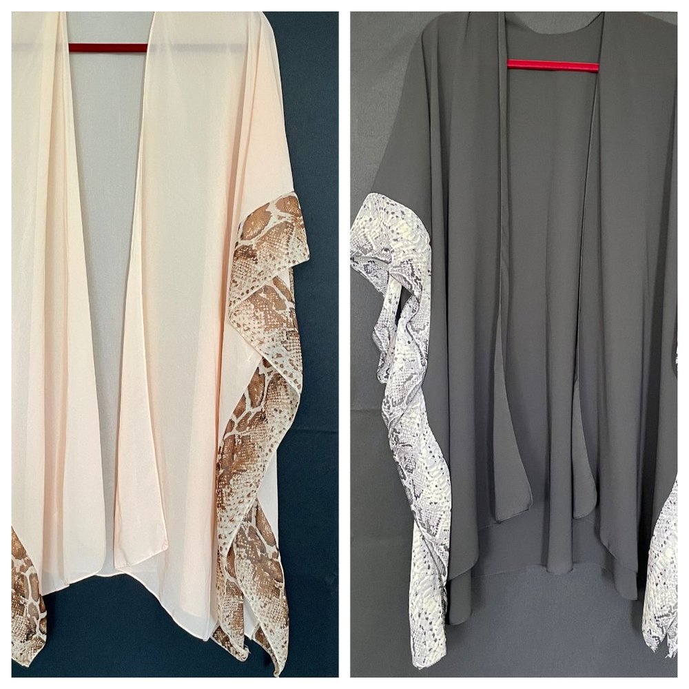 TWO New & Sheer Snakeskin Print Kimonos - OS